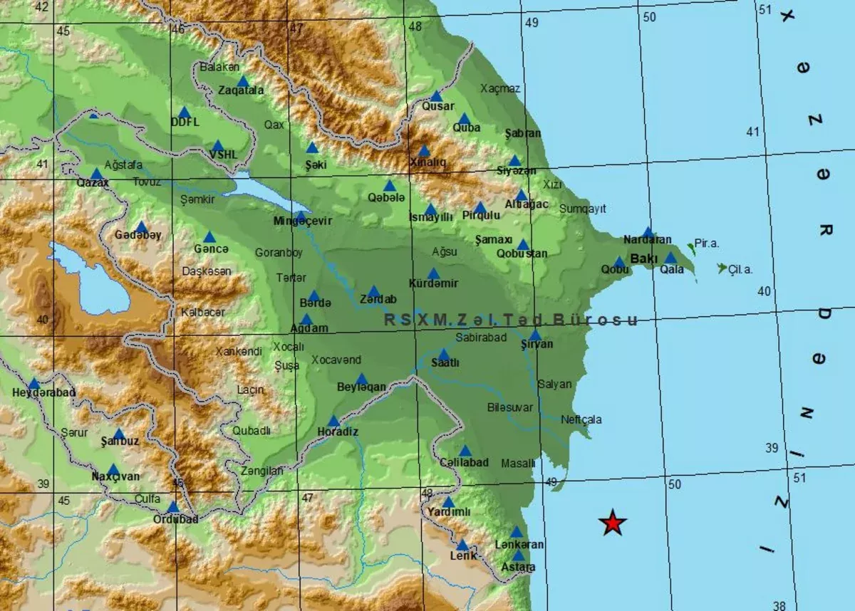 В Каспийском море произошло землетрясение: очаг на глубине 12 километров 